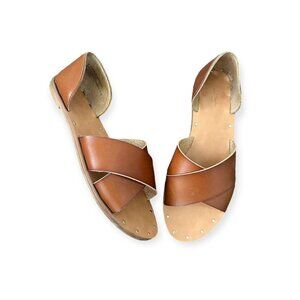 Tan Cross Strap Sandals · 8